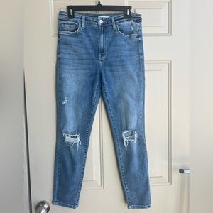 Carly Jean Los Angeles Stretch Denim Distressed Skinny Jeans Size 11 Blue